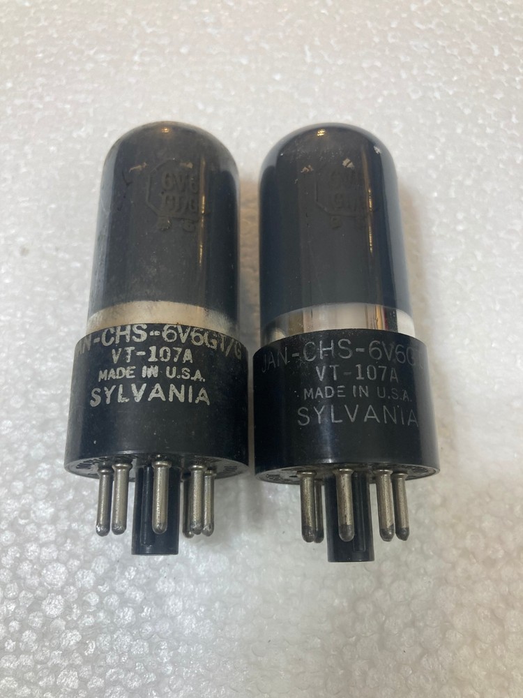 2 SYLVANIA JAN CHS 6V6GT VT-107A RADIO VACUUM TUBES, TESTED