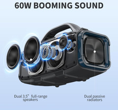 Bobtot Portable Bluetooth Speaker, 60W Peak IPX6 Waterproof, Outdoor Speaker NEW