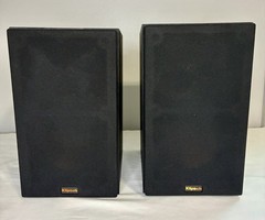 Klipsch R-14M Bookshelf Speakers Pair Black 4” 50W Home Theater Tested Working