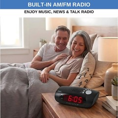 Digital Alarm Clock Radio AM FM USB Charging Red LED Display Battery Backup