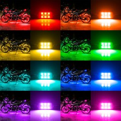 8 Pods Million Multi-Color RGB Motorcycle Underglow Neon LED Accent Lights Kit