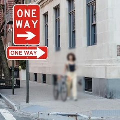 One Way Sign with Arrow, 18×6 Inches, red and white – 6″ x 18″ – Left and Right