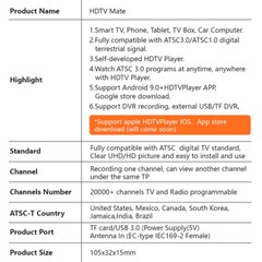 GTMEDIA ATSC 3.0/1.0 NextGen TV Tuner Stick DVR over-the-air 4K OTA Signal Meter