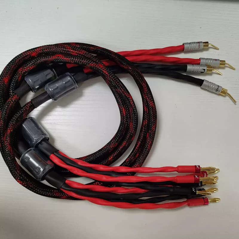HiFi Speaker Wire Cable With Banana Pin Plug Speaker Bi-Wire Cable Line Pair