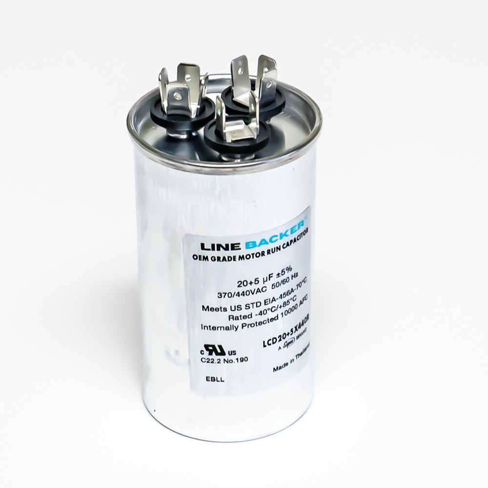 Supco Capacitor Round Dual Run 20 + 5 uf mfd 370/440 Volts for HVAC Motors