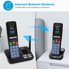 AT&T DECT 6.0 Cordless Phone, 3-Handset – Smart Call 3 Handsets, Black