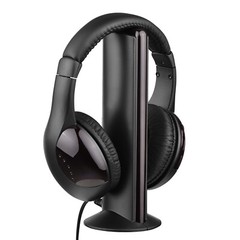 5 in 1 Wireless Cordless Headphones Headset with Mic for TV Watching Radio J4E3