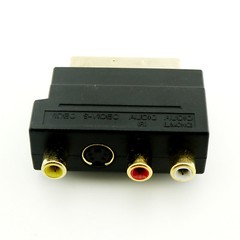 SCART to 3 RCA Phono Audio & Composite Video & 4 pin S-Video SVHS AV TV Adapter