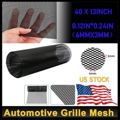Universal Car Grill Mesh 40″ x 13″, Black-Painted 3 x 6mm Rhombic Hole black