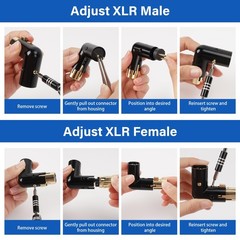 Togconn Adjustable 3-PIN Right Angle XLR Adapter 4 Pack – 90 Degree Male to F…