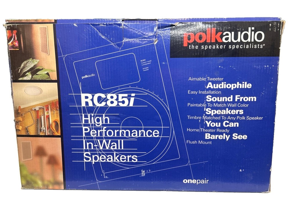 Polk Audio RC85i In-Wall Speakers Pair, 2.0 Channel, White, Flush Mount