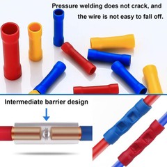 500PCS Butt Splice Connectors Insulated Electrical Straight Wire Crimp Terminals