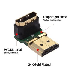 Right Angle HDMI Adapter 90° 270° 2-Pack Male to Female 4K HDR 60Hz L-Shape TV