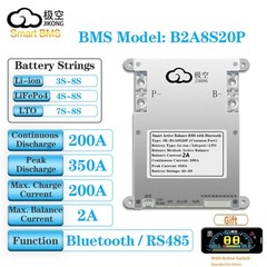 JIKONG JK-B2A8S20P Smart BMS 4S-8S Li-ion Lifepo4 LTO Battery 200A Balance FS