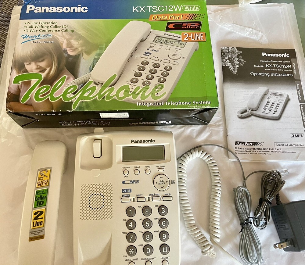Panasonic KX-TSC12W White Integrated Telephone System Caller ID 3-Way Calling