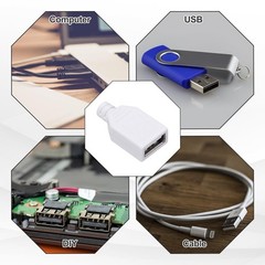 20 PCS White USB 2.0 Type A Female Plug 4 Pin Solder Terminal Connector 3mm