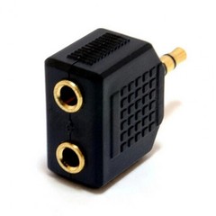 1 Male to 2 Female Gold Plated 3.5mm Y Audio Splitter Headphone Adapter Black Y