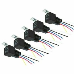 5 Pack 12V 30/40 Amp 5Pin SPST Automotive Relay w/Wires & Harness Socket Set