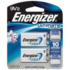 Energizer Ultimate Lithium Battery 9V 2 Pack (L522BP-2) EXP 2030