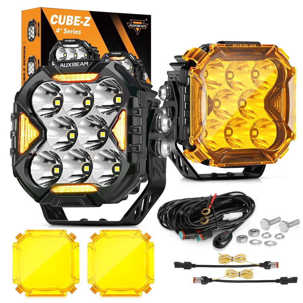 AUXBEAM 4″ LED Driving Light Pods w/ DRL Turn Signal Offroad Cube Ditch Lights