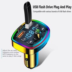Bluetooth 5.0 Car Wireless FM Transmitter Adapter 2USB PD Charger AUX Hands-Free