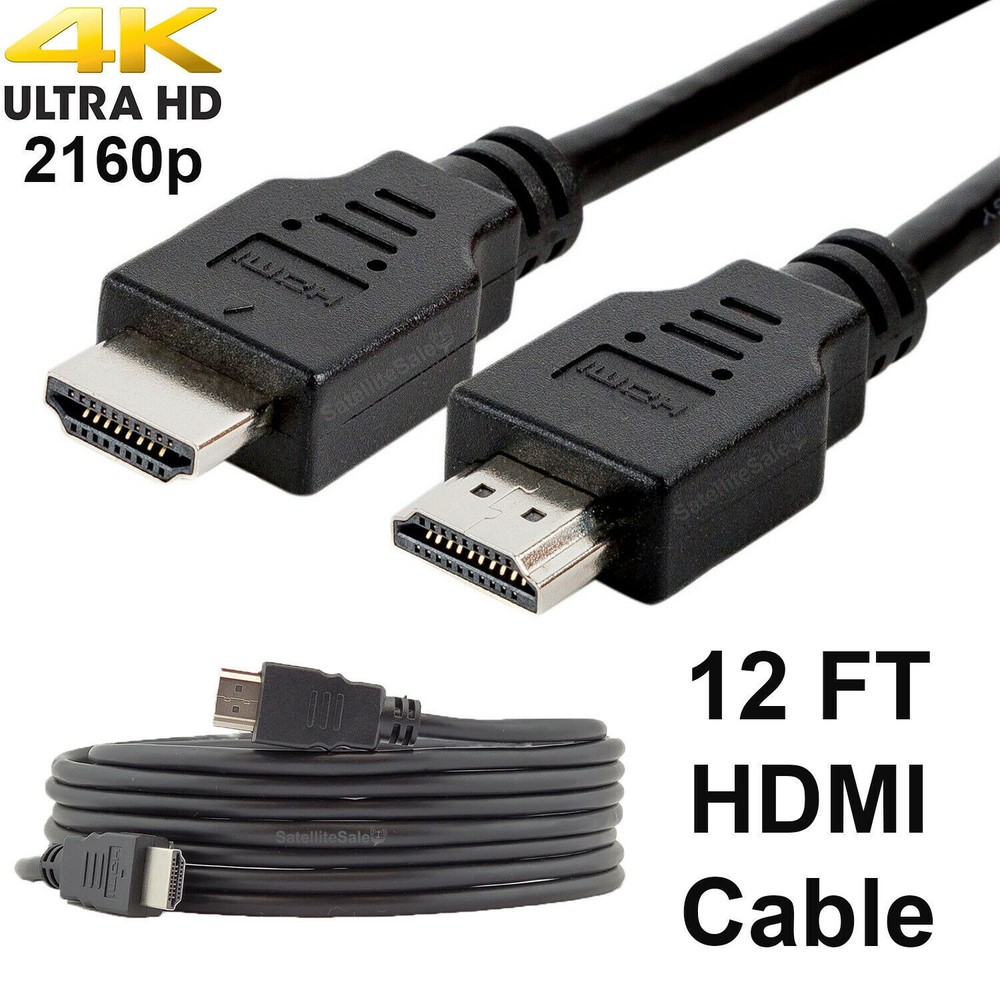SatelliteSale Digital High-Speed 1.4 HDMI Cable PVC 2160p Black Cord (12 feet)