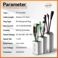 KT Controller 15A-50A 36/48V SM WP Plug Sine Wave Controller Electric Bike Sets