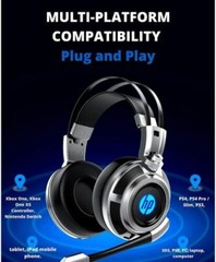 HP Wired Stereo Gaming Headset with mic, One Headset and LED Light w microphone
