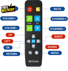 Big Button Universal TV Remote Black Simple Easy to Use Great for Seniors Works