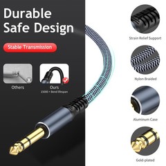 1/4″ Male to Female Stereo Headphone Extension Cable – 15ft, Grey