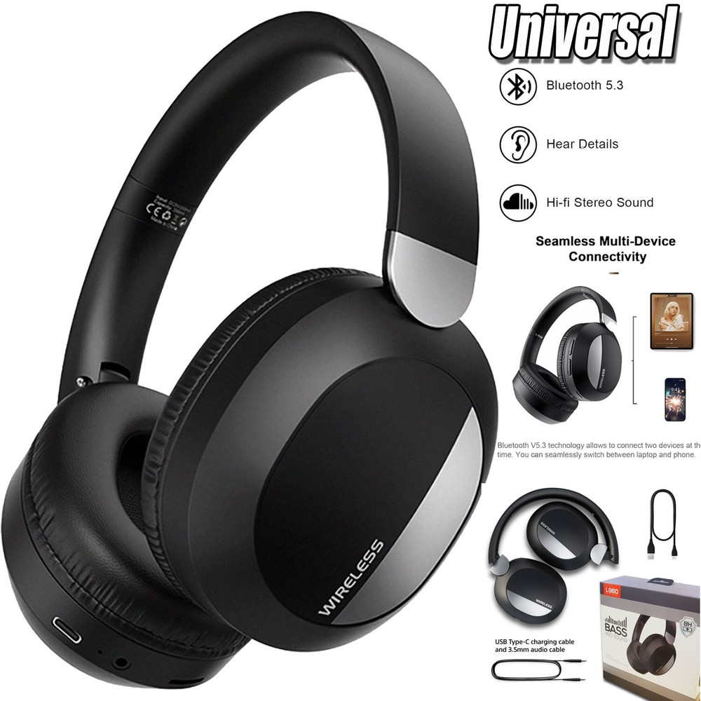 Wireless Headphones Bluetooth Noise Cancelling Stereo Earphones Over Ear Headset
