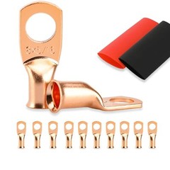 30/10PCS 1/0 AWG-3/8 Battery Lugs,Ring Wire 0 Guage Terminals,Battery Cable Ends