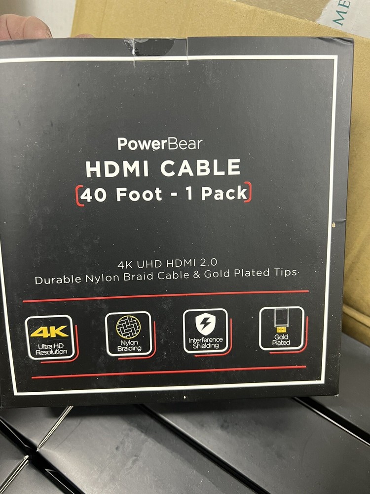 PowerBear 4K HDMI Cable 40 ft | High Speed Hdmi Cables, Braided Nylon & Gold