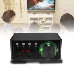 HiFi Stereo Bluetooth 5.0 Digital Power Amplifier Audio Receiver USB 50W+50W BLK