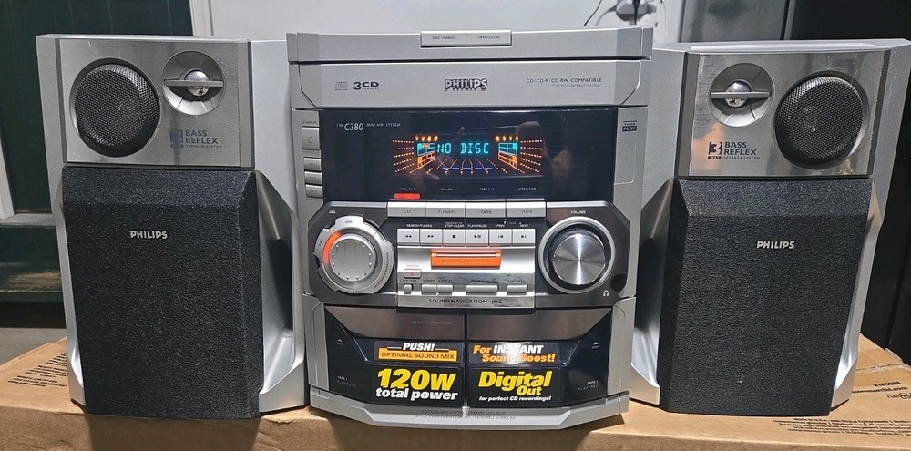 Philips C380 Mini Hi-Fi System 3CD Changer & Dual Cassette Player Tested Works