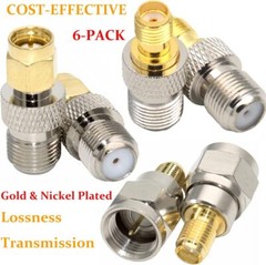 6 Pack F Type to SMA Male Female Coax Connector Coaxial Adapter RF Antenna ﻿US