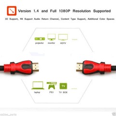 Premium HDMI Cable 1.4 BLURAY For 3D HD 1080P HDTV LCD LED PS4 XBOX Black&Red