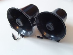 2 – New CB Ham Radio PA Audio Speaker Horn Black ABS Weather Proof 15 watt 8 ohm