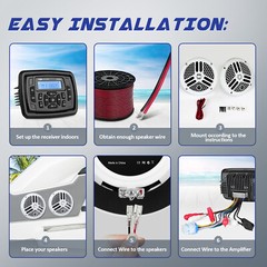 Marine Stereo Bluetooth System Boat AM FM Radio kit w/ Speaker 240W for ATV UTV