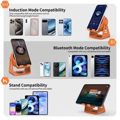 RGB Wireless Induction Speaker 5 in 1 Bluetooth Speaker Phone Stand USB Charger