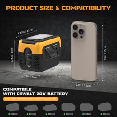 240W Pure Sine Wave Inverter for DeWalt 20V Battery AC Outlet PD Camping Power