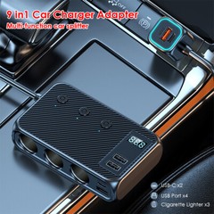 9in1 Car Charger Cigarette Lighter Splitter Adapter Fast USB/C Socket QC PD 30W