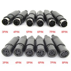 10pcs Mini DIN Plug Jack Connector with Black ABS Plastic Handle 3pin to 8pin