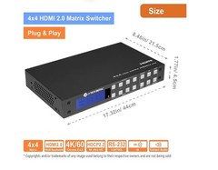 J-Tech 4×4 HDMI Matrix Switch 4K 60Hz Web GUI App Compatible w/ HDR Dolby Vision