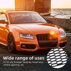 47″x16″ ABS Plastic Universal Car Grill Mesh, Honeycomb 15x20mm Black