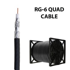RG6 Coaxial Cable Quad Shield Outdoor 500ft 18AWG Black Coax Satellite TV 3GHz