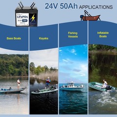 LGE 24V 50Ah LiFePO4 Lithium Battery for RV Marine Solar System with 50A BMS