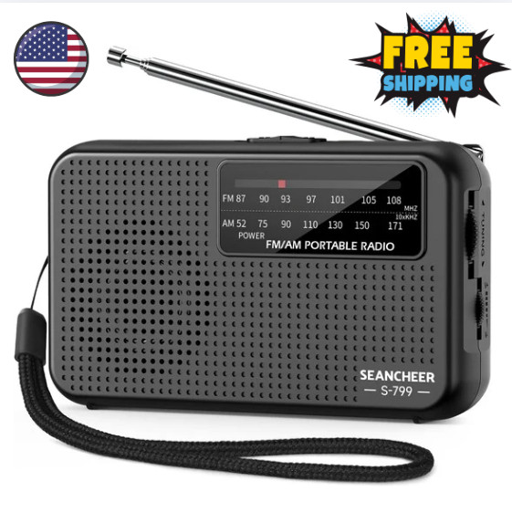 Portable Radio AM FM, Transistor Radio, Plug in Wall or Battery Operated Radio
