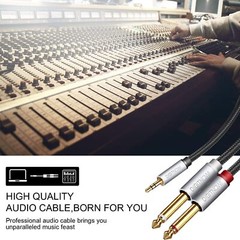 3.5mm 1/8″ TRS to Dual 6.35mm 1/4″ TS Mono Stereo Y-Cable Splitter Cord