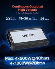 VEVOR Car Audio Amplifier Car Amplifier 4-Channel Class D Max. 4x500W at 4 Ohms